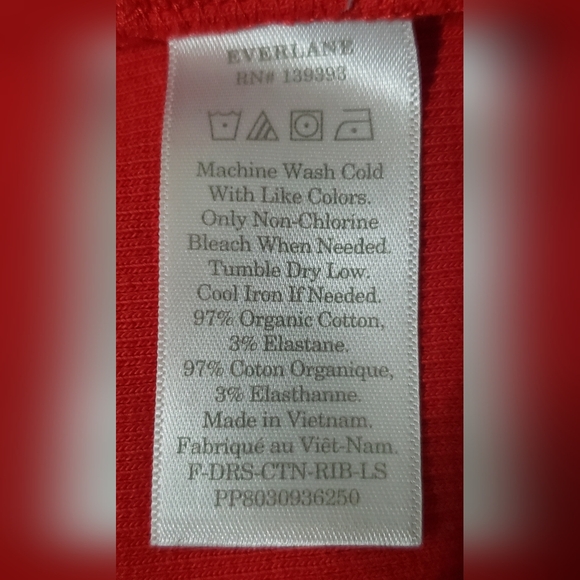 Everlane The Ribbed Red Long Sleeve Cotton Mini Dress Size Small - Picture 5 of 7